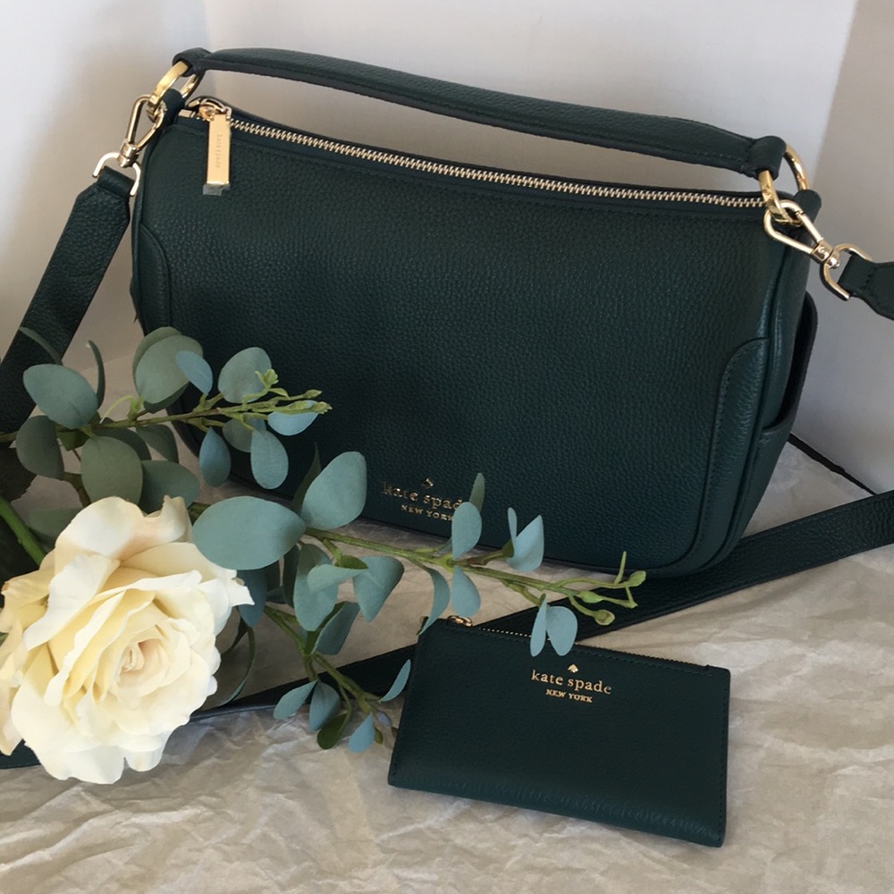 Kate Spade Smoosh Pebbled Leather Crossbody & Leila Leather Wallet (SET) - Picture 5 of 17